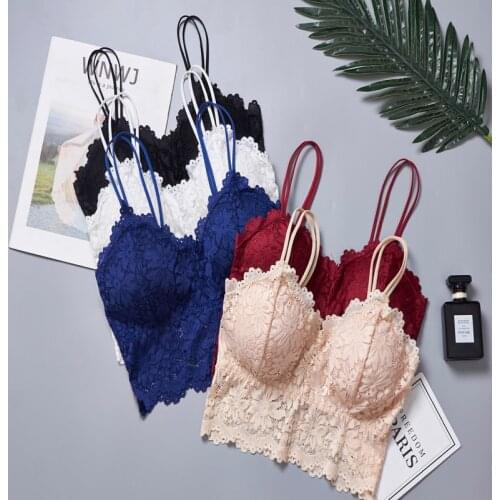 Style Plus Size Underwear Womens Wireless Lace Bra Push-up Bra Sexy Underwear Full Cup Halter Top Ultrath Brassiere Soft Top