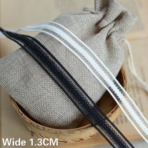 1.3CM Wide White Black Polyester Stretch Lace Ribbon Collar Neckline Elastic Trim Sewing Accessories For Dress Clothing Decor