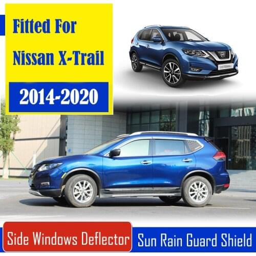 1 Set Chrome Side Vent Sun Shade Window Visors Rain Guard Deflectors For Nissan X-Trail 2014-2020