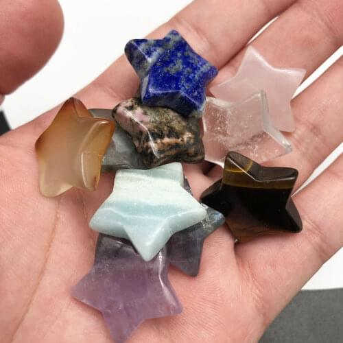 1Pc Natural Crystal Star Carving Handicraft Lapis Rose quartz Clear quartz Amethyst Wicca Healing Decoration for home