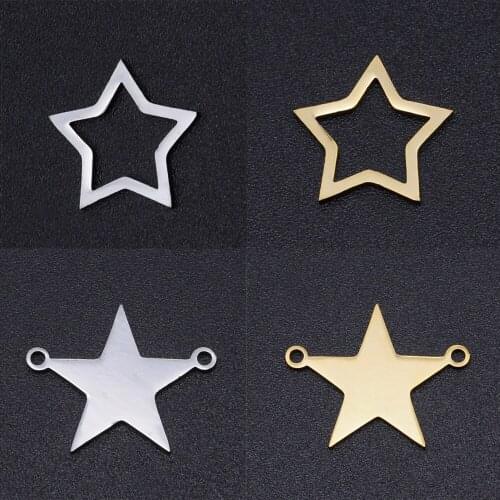 10pcs/lot Real Stainless Steel Star Charms Connectors for DIY Jewelry Making Necklaces Bracelet Accessories