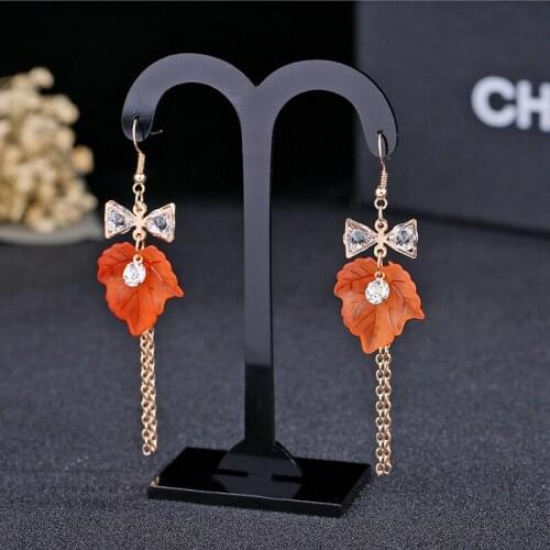2018 new fashion earrings for woman tassles ribbor jewelry ear hook gold shiny Plated tassel Earrings party For Women wholesale