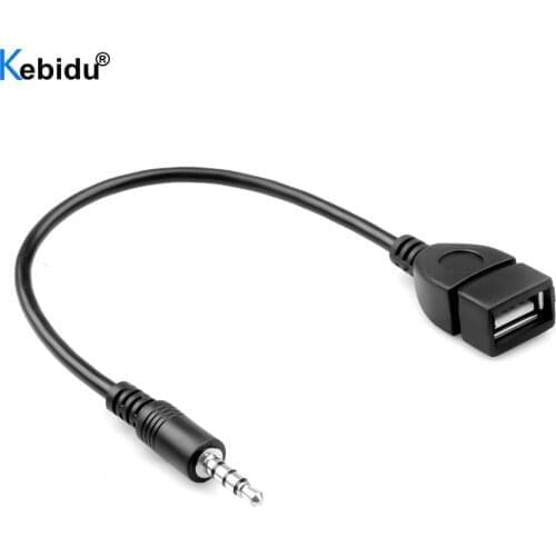 3.5mm Male Audio AUX Jack to USB 2.0 Type A Female OTG Converter Adapter Cable for Car MP3