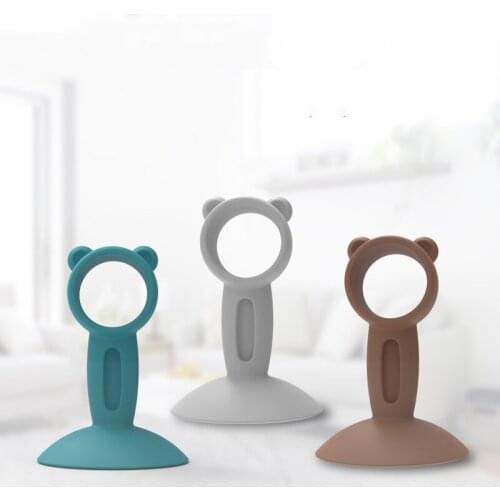 5Pcs Cute Bear Mute Silicone Door Stopper Doorknob Wall Mute Crash Pad Cushion Cabinet Door Handle Lock Silencer Attached