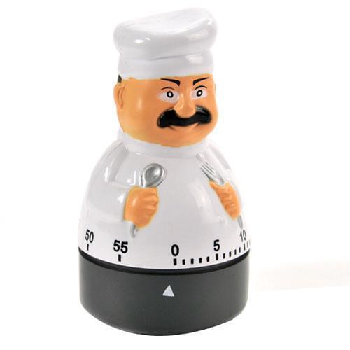 60 Minutes Creative Cute Chef With Fork Spoon Style Mechanical Timer Kitchen Plastic Timing Controler Dial Timers Free Shipping