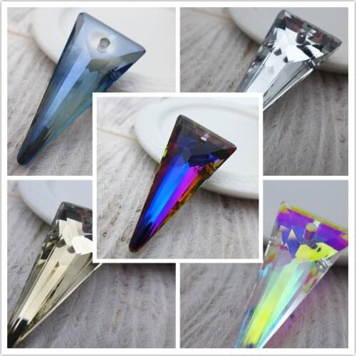 Austrian crystal pendants for chandeliers prisme 38mm triangle shaped charm necklace big glass beads for jewelry making k9 12PCS