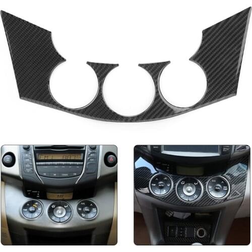 Car Soft Carbon Fiber Car Center Console Switch Panel Trim Cover Frame Fit for Toyota RAV4 2006 2007 2008-2012 Car Accessories