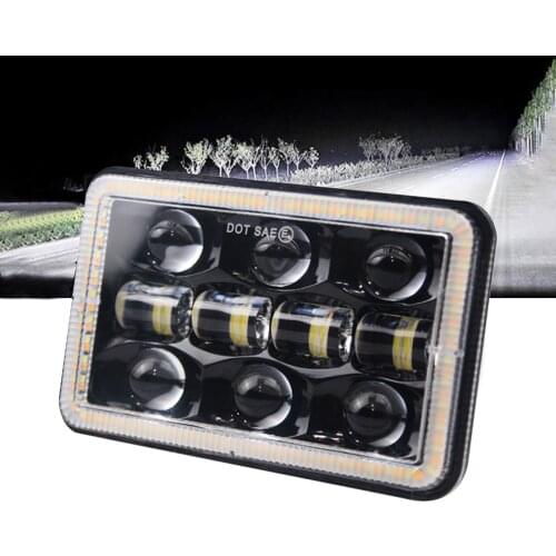 1PCS Car LED Headlight 5in 300W Square Headlamp Bright H4 Plug Replacement for Jeep Wrangler Land Rover Defender Hummer