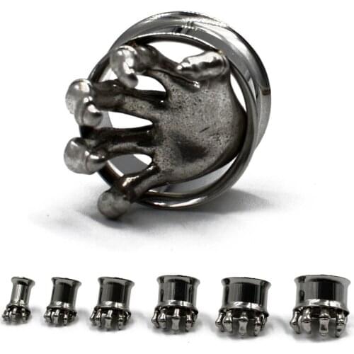 Stainless Steel Double Flared Hand Plugs Ear1 PC Piercing Tunnels Body Jewelry Expander Gauges Earrings Gift For Women Men