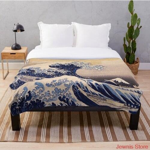 The Great Wave off Kanagawa Throw Blanket Fleece for Beds Thick Quilt Fashion Bedspread Sherpa Throw Blanket Adults Kids