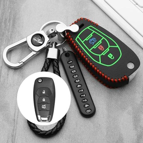 For Chevrolet Chevy Cruze 2016 2017 Malibu Aveo Captiva Luminous flip Remote Protect set leather car key cover case shell