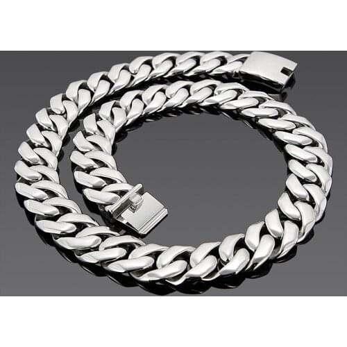 Jewels Store Punk 24mm Big Heavy Chunky Cuban Chain Necklace For Men Stainless Steel High Polished Shiny Jewelry For Man