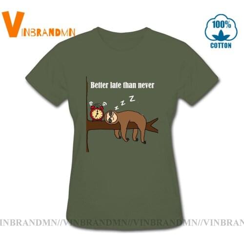 Sleeping Busy Sloth T Shirt Womens Top T-shirts Funny Cartoon Tshirt New Summer Animal Tees Short Sleeve Cotton Clothes