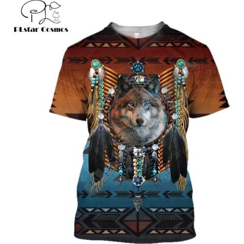 Beautiful Wolf Native Indian 3D All Over Printed Men t shirt Harajuku Short sleeve Tshirt summer street Unisex tshirt tops DX-8