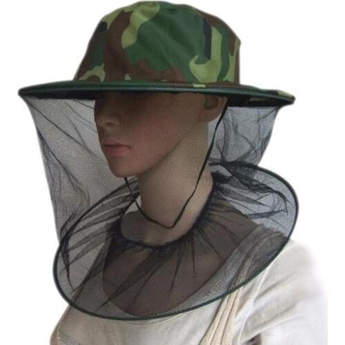 Camouflage Fishing Caps Anti Mosquito Bee Hat With Net Mesh Head Cover Fisherman Hat Beekeeping Camping Mask Face Protector