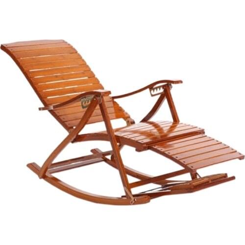 Comfortable Relax Bamboo Rocking Chair With Foot Rest Design Living Room Furniture Adult Lounge Chair Recliner Indoor/Outdoor