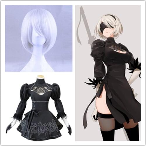 Automata Yorha 2B Cosplay Suit Anime Women Outfit Disguise Costume Set Fancy Halloween Girls Party Black Dress cosplay Costume