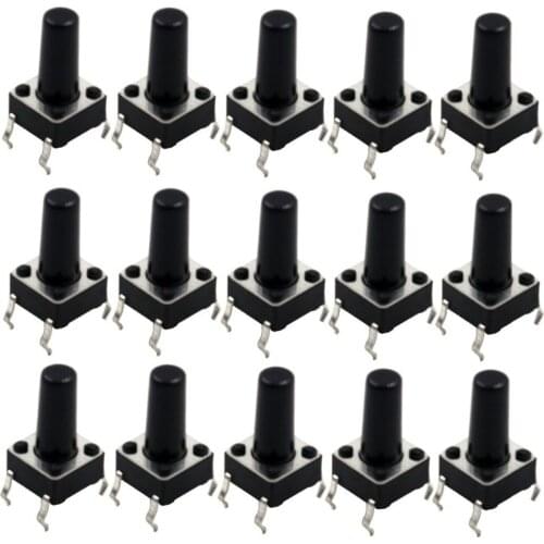 50pcs/lot Micro Switch 4Pin 6x6x12mm Tactile Tact Momentary Push Button Switches Self-Resetting DIP for PCB