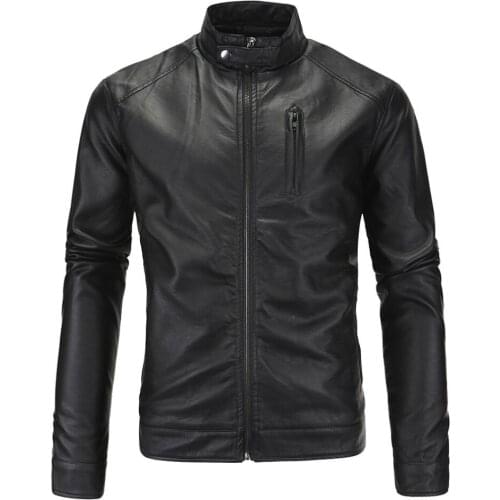 Mens motorcycle leather jacket slim men coat jackets england clothes personalized stage street fashion stand collar black brown