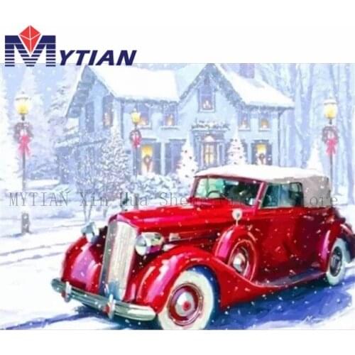 MYTIAN 5D DIY Diamond Painting Art Kit Classic,Vintage,Antique Car,Snow,Diamond Embroidery Full Square Round Drill Paint Decor