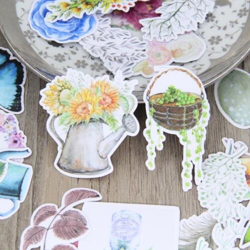 30pcs Beautiful Watercolor Drawing Flower Butterfly Leaf Plant Floral Scrapbooking Stickers DIY Craft Decorative for Laptop
