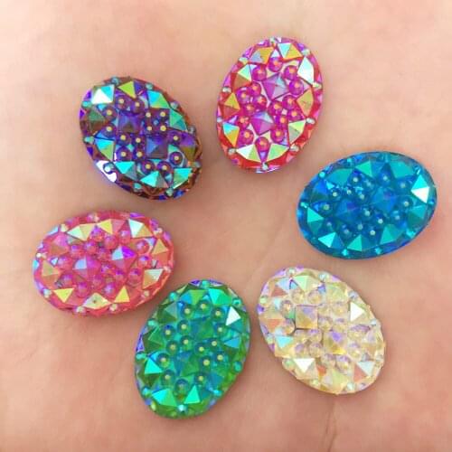 New 30PCS AB Resin 15*20mm oval Crocodile skin Flatback Rhinestone Ornaments DIY Wedding appliques SR90*2