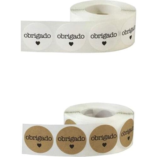 Obrigada Portuguese Thank You Natural Kraft labels Stickers for seal label and package stickers scrapbooking stationery sticker