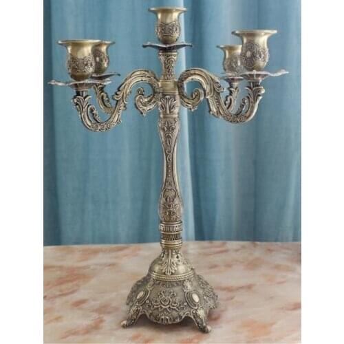 Candle Holder 5-arms Shiny Plated Candelabra Romantic And Luxury Metal For Wedding Events Or Party Decor