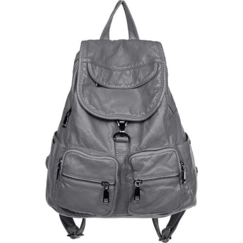 Soft washed leather backpack for girls waterproof high quality vintage backpacks women large multifunctional cool bagpack womens