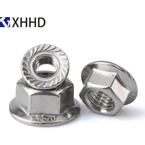 Hex Flange Nut Metric Thread Hexagon Pinking Slip Locking Lock Nut Hexagonal Locknut 304 Stainless Steel M3 M4 M5 M6 M8 M10 M12