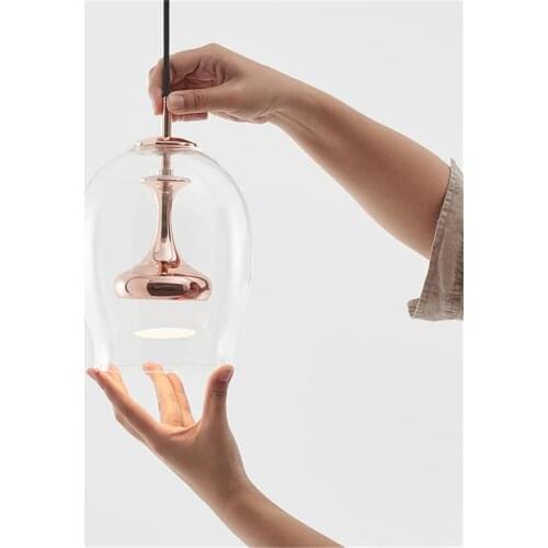 Modern restaurant led pendant lights minimalist bedroom bedside single head glass hanging lamp designer Nordic art decoration