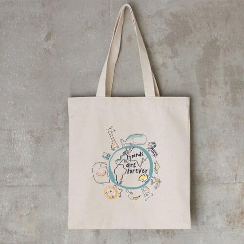 Cartoon Print Literary Ladies Cloth Canvas Tote Bag Pattern Shopping Travel Women Eco Reusable Shoulder Shopper Bags New Kpop