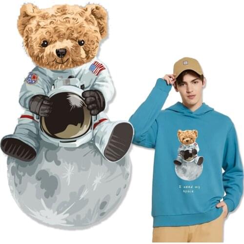 Thermo stickers on clothes heat iron on transfers for clothes iron-on transfer USA Space astronaut patches for clothes hoodie