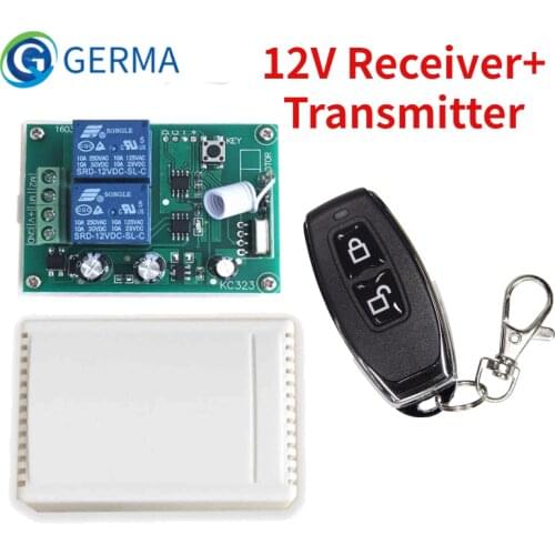 GERMA 433Mhz Universal Wireless Remote Control Switch DC 12V 2CH RF Relay Receiver Module + 2 CH RF 433 Mhz Remote Transmitter