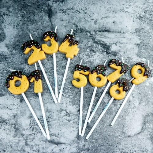 High Imitation 1pc Chocolate Cookies Numbers Candles birthday candles for kids baby show Cupcake Topper Decor 11.5cm