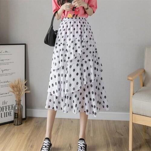 Womens Skirt Vintage Clothes Long Skirts White Harajuku Summer High Waist Streetwear 2021 Fashion flowy Spring Elastic Chiffon