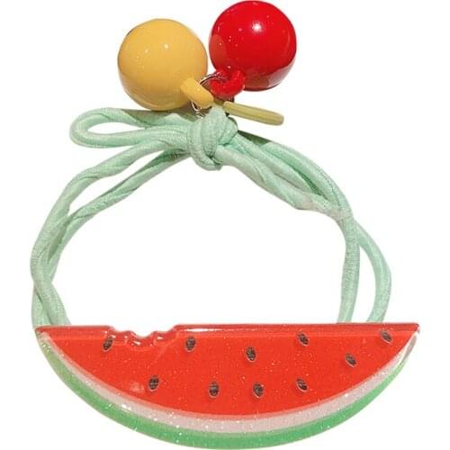 Women Hair Accessories Fruit Elastic Rubber Band Acrylic Beads Watermelon Headbands Ponytail Holder Girls Scrunchies Headdress