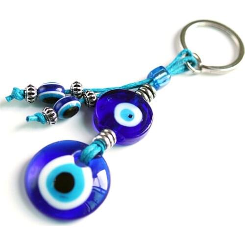 1PC Turkey And Greece Blue Eyes Keychain Travel Souvenir Glass Evil Eye Pendant Jewelry