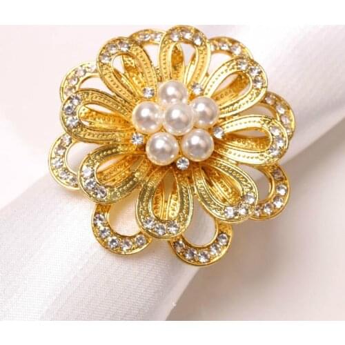 12Pcs Napkin Rings Flower for Wedding Banquet Dinner Party Birthdays Family Gatherings Table Decor Napkin Holder