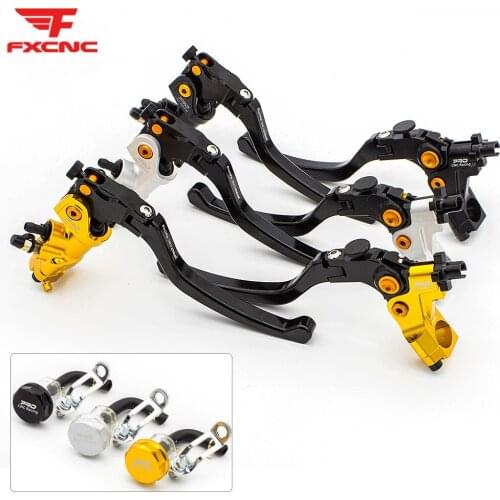 19mm Piston Size Adjust Motorcycle Master Cylinder Reservoir Hydraulic Brake Cable Clutch Levers Set 7/8"22mm Handlebar FXCNC