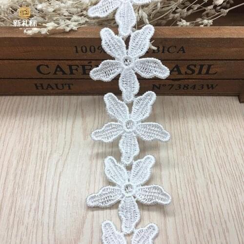 3Yards DIY Clothing Accessories Delicate Five Leaf Fower Ornament DIY Water Soluble Ivory Lace Trim Doll Dress Accessories