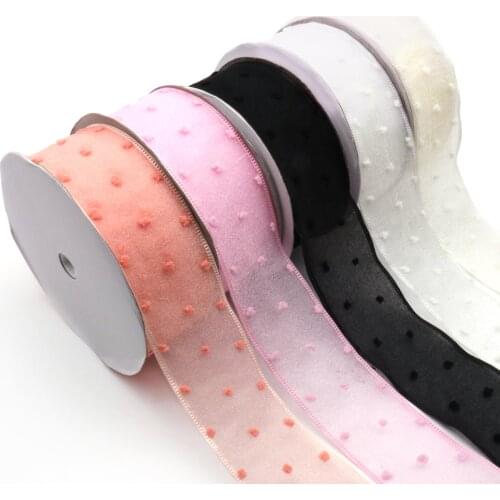 5Yard 40mm Dot Organza Ribbon Handmade Lace Craft Christmas Gift Box Ribbon Wedding Birthday Party DIY Decoration Supplies