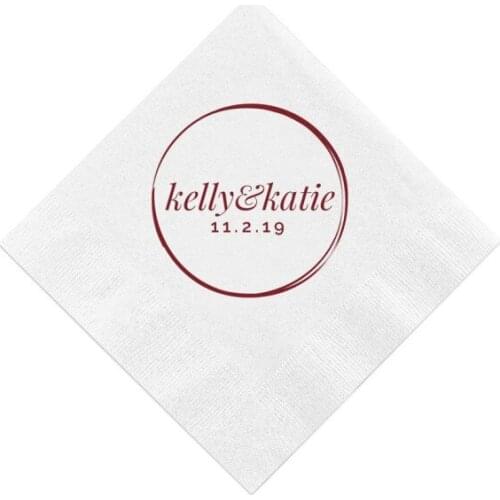 50pcs Modern Monogram first name - Personalized Wedding Napkins, Rehearsal Dinner, Engagement Party, Custom Bar Napkins