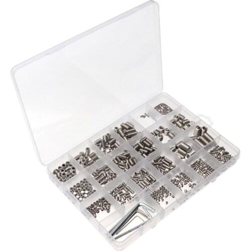 660Pcs Boxed 304 Stainless Steel Hexagon Socket Set Screw with Flat End + 6Pcs Wrench Set
