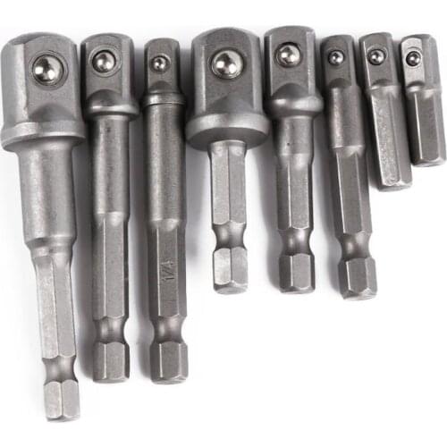 8PCS Hex Shank Wrench Drive Power Drill Socket Drill Adapter Socket Extension Bits Adaptor Set 1/4" 3/8" 1/2" screwdriver tools
