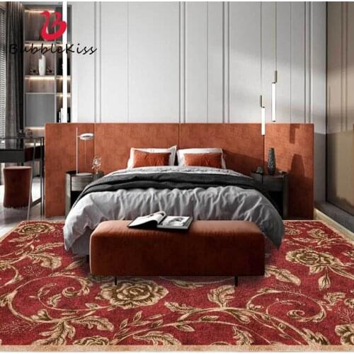 Bubble Kiss Wine Red Carpets For Living Room Gold Flowers Pattern Rugs Classical European Style Home Floor Mat Rug Customize Rug