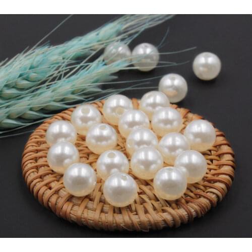 50-1000pcs ABS imitation pearl loose beads DIY clothing accessories decorative straight hole round beads 4-20mm wedding pearls