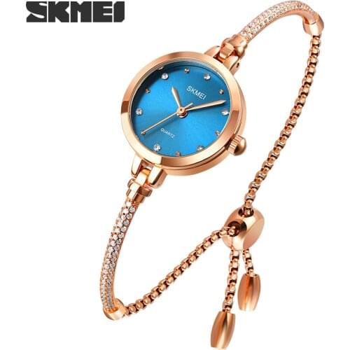 SKMEI Womens Watches Luxury Brand Stainless Steel Quartz Ladies Watch Waterproof Women Bracelet Watch relojes para mujer 1805