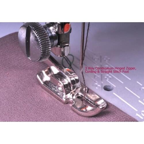 3 Way Combination Hinged Zipper, Cording & Straight Stitch Foot Low Shank feet for singer brother janome pfaff Sewing Machine