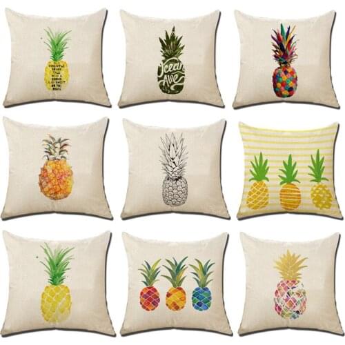 Fashion printed pillowcase Fresh and pleasant Fruit Colorful hand drawn pineapple pillow cover Home essential